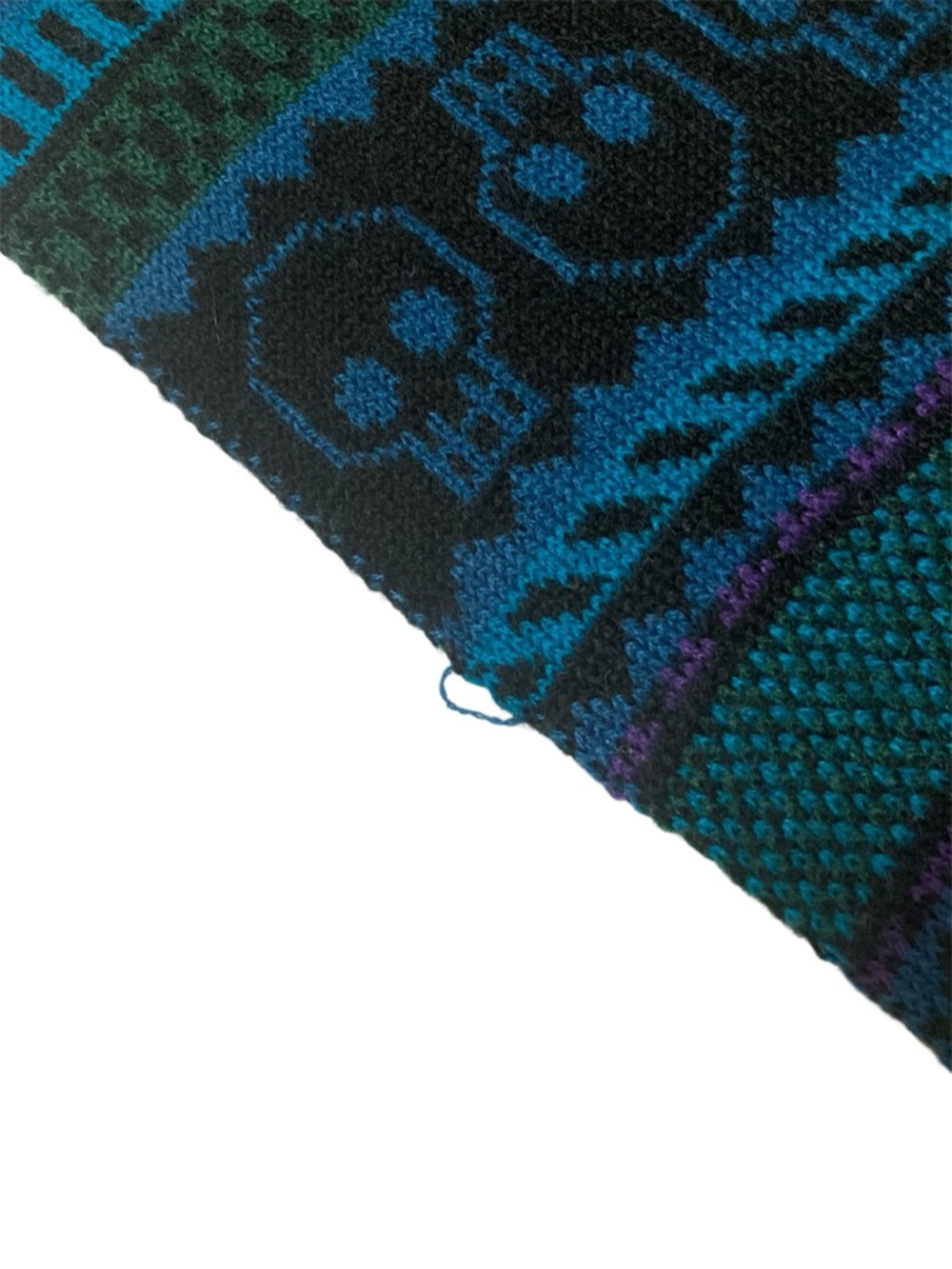 H&M Skull All Over Pattern Unisex Multi Colored Thin Acrylic Knit Fashion Scarf - Picture 11 of 13